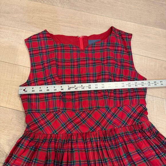 MODCLOTH WOMENS RED PLAID DRESS SLEEVELESS SIZE 14 - Picture 6 of 11